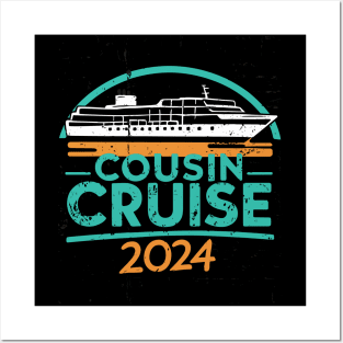 Funny Cousin Cruise 2024 Retro Family Matching Reunion Trip Posters and Art